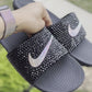 Black & AB Crystal Nike Slides