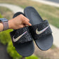 Black & AB Crystal Nike Slides