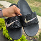 Black & AB Crystal Nike Slides